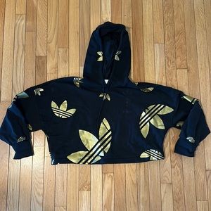 NWOT - Adidas Gold & Black Cropped Hoodie - SZ S